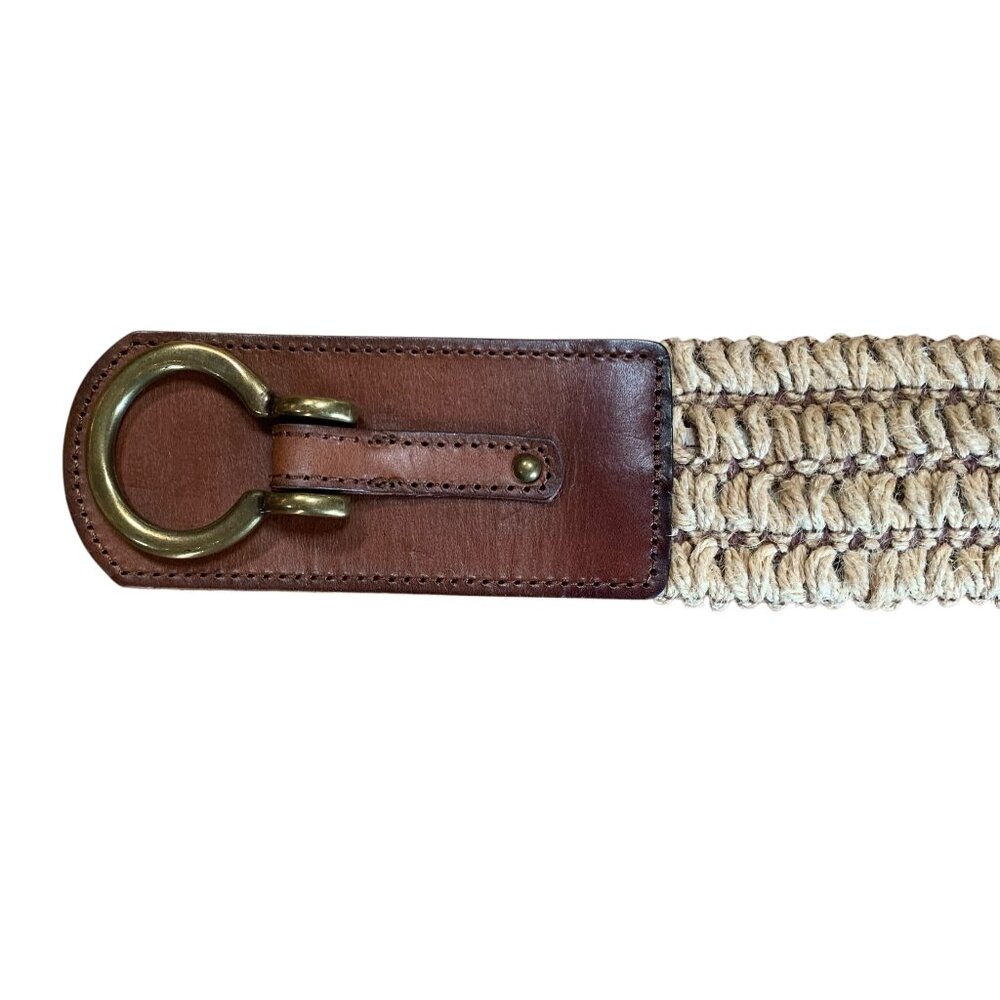 Fossil Leather & Macrame Stretch Belt with Burnished Gold Buckle Womens O/S - Picture 5 of 14